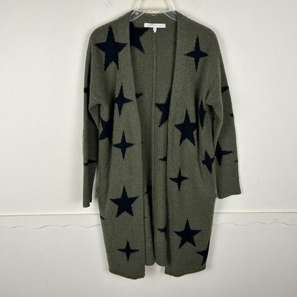 Naked Cashmere Green Black Star Print Long Sleeve Duster Cardigan XS - Picture 1 of 5
